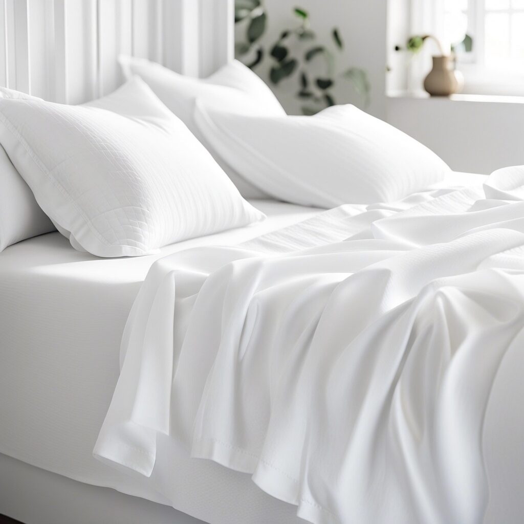 Bed with white bedding