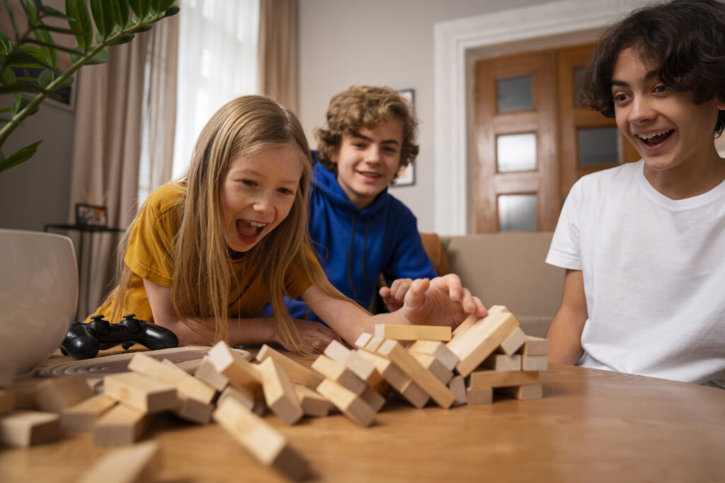 Kids playing Jenga